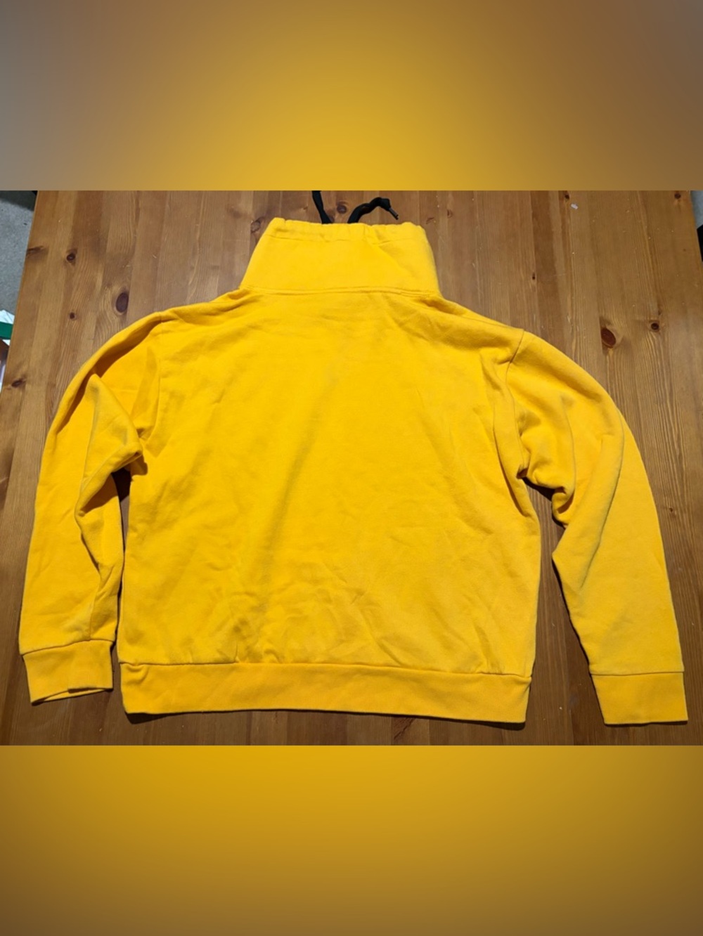 PINK Victoria's Secret Golden Yellow Pullover Cowl Neck Hoodie with Black Logo - Picture 5 of 5